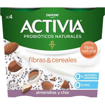 Yogur Danone Activia 0% Chia Y Almendras 115 Gr Pack 4