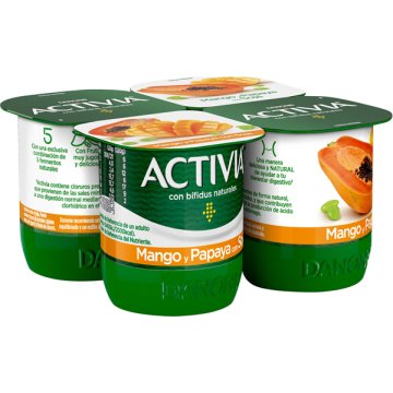 Yogur Danone Activia Mango Y Papaya Con Soja 120 Gr Pack 4