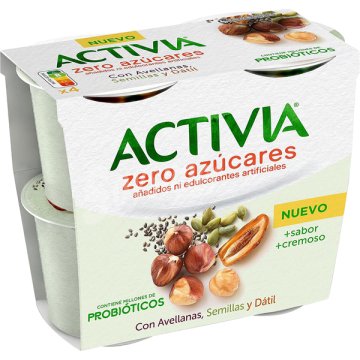 Yogur Activia Zero Azúcares Avellanas Y Semillas 115 Ml Pack 4
