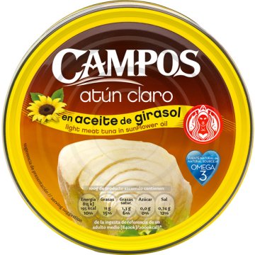 Atún Claro Campos En Aceite De Girasol Lata 900 Gr