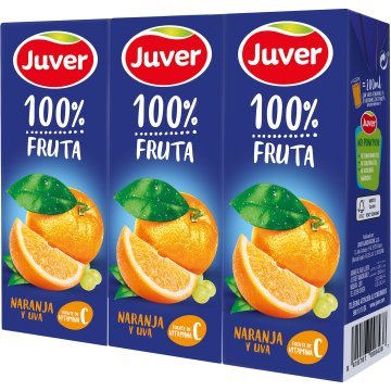 Suc Juver 100% Taronja-raïm Mini Brik 200 Ml Pack 3