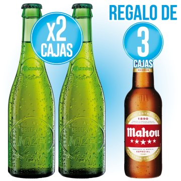 2 ALHAMBRA RESERVA 1925 SIN RETORNO + REGALO 3 MAHOU 5 ESTRELLAS 1/3 RETORNABLE
