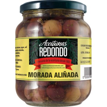 Aceitunas Redondo Morada Aliñada Tarro 400 Gr