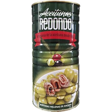 Aceitunas Redondo Manzanilla Sabor Anchoa Lata 2.5 Kg Calibre Económico