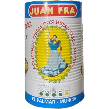 Aceitunas Juanfra Manzanilla Sabor Anchoa Con Hueso 160/180 Lata 5 Kg