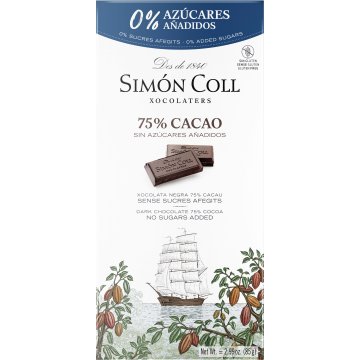 Chocolate Simón Coll 0% Azúcares Añadidos 75% Cacao Tableta 85 Gr