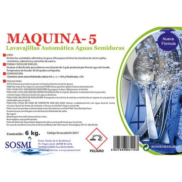 Lavavajillas Maquina-5 Automatica Aguas Semi 12 Kg