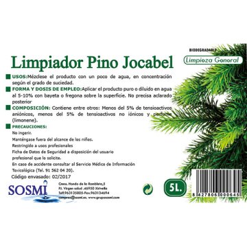 Limpiador Sosmi Bioalcohol Pino 5 Lt