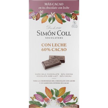 Chocolate Simón Coll Leche 60% Cacao 85 Gr