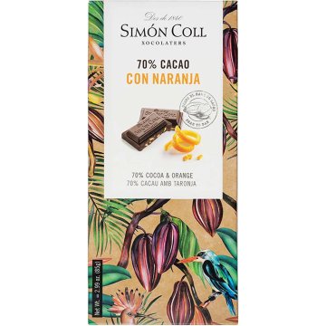 Xocolata Simón Coll Sabors Taronja 70% 85 Gr