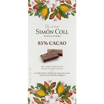 Xocolata Simón Coll 85% Cacau 85 Gr