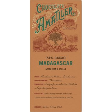Xocolata Amatller Madagascar 74% Cacao 70 Gr