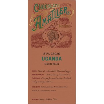 Chocolate Amatller Uganda 81% Cacao 70 Gr