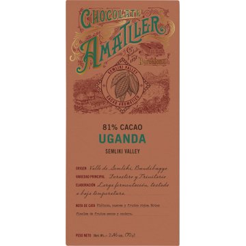 Xocolata Amatller Uganda 81% Cacao 70 Gr