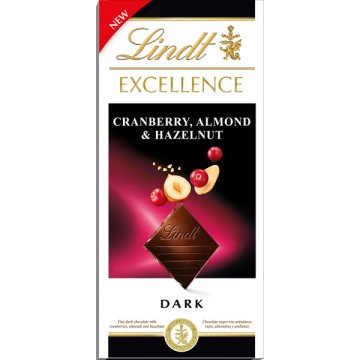 Chocolate Lindt Excellence Artesanal Negro Con Almendras/avellanas/ Tableta 100 Gr