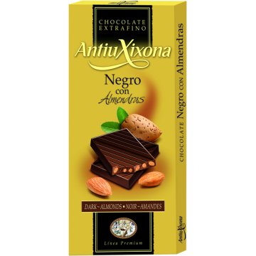 Chocolate Antiu Xixona Premium Negro Almendras Tableta 125 Gr