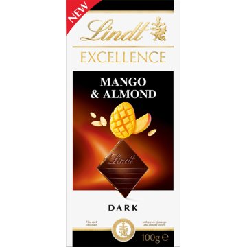 Chocolate Lindt Excellence Negro Mango Y Almendras Tableta 100 Gr