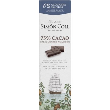 Xocolatina Simón Coll Sense Sucre 75% Cacau 25 Gr