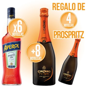 PER 6 AMPOLLES D'APEROL I 8 DE PROSPRITZ, REGAL DE 4 AMPOLLES DE PROSPRITZ.