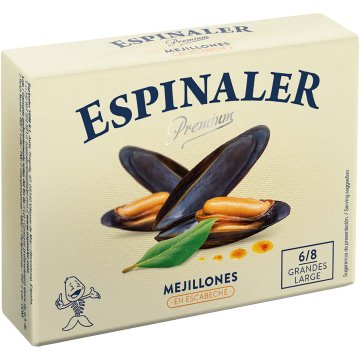 Mejillones Espinaler Premium En Escabeche 6/8 Lata Rr 125 Gr