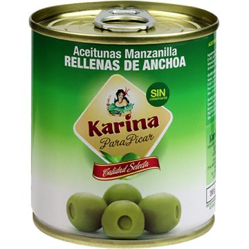 Aceitunas Karina Rellenas Anchoa 180/200 Lata 2.3 Kg