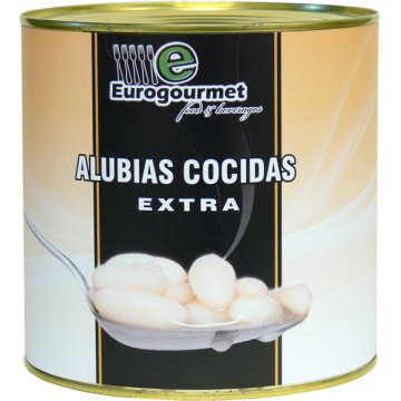 Alubias Eurogourmet Blancas Extra Cocidas Lata 3 Kg