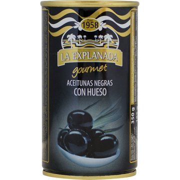 Aceitunas La Explanada Negra Con Hueso Lata 350 Gr