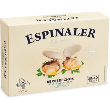 Berberechos Espinaler Premium Rías Gallegas Lata Ol Al Natural 120 Gr 30/40 30/40