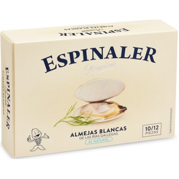Almejas Espinaler Premium Rías Gallegas Blancas 10/12 Lata Ol 120 Gr