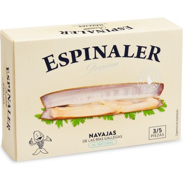 Navajas Espinaler Premium Rías Gallegas Isla Sál Al Natural 5/7 Lata Rr 125 Gr