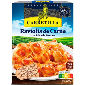 Raviolis Carretilla De Carne Con Salsa De Tomate Bandeja 300 Gr