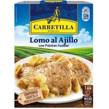 Lomo Carretilla Al Ajillo Con Patatas Asadas Bandeja 250 Gr