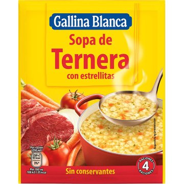 Sopa Gallina Blanca Ternera Con Estrellitas Deshidratada Sobre 74 Gr 4 Serv