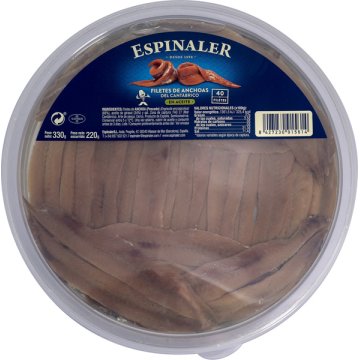 Anchoas Espinaler Cantábrico En Aceite Bandeja 40 Filetes
