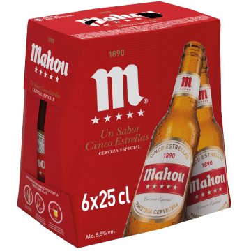 Cervesa Mahou Cinco Estrellas Ampolla 25 Cl Pack 6