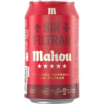 Cervesa Mahou Cinco Estrellas Sense Filtrar 5.5º Llauna 33 Cl