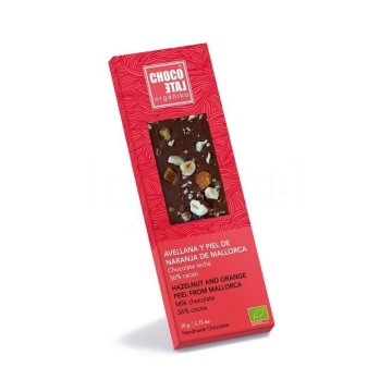 Xocolata Chocolate Orgániko Amb Llet Eco 36% Cacau Amb Avellana I Pell Rajola 50 Gr