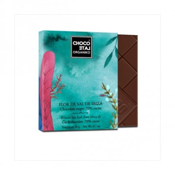 Chocolate Chocolate Orgániko Negro Eco 70% Cacao Flor De Sal De Ibiza Tableta 20 Gr