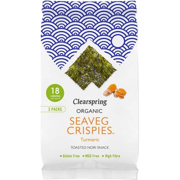 Snack Clearspring Ecològic D'alga Nori Amb Corcuma Paquet 4 Gr