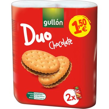 Galetes Gullón Sandwich Xocolata Farcits Paquet 145 Gr Pack Duo Pvp 1.50