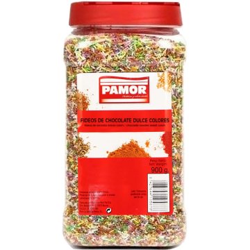 Fideos De Chocolate Pamor Dulces Colores Bote 900 Gr