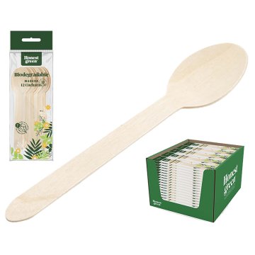 Cuchara Biodegradables Madera Bolsa 16 Cm 12 U