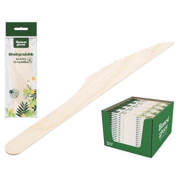 Cuchillo Biodegradables Madera Bolsa 16 Cm 12 U