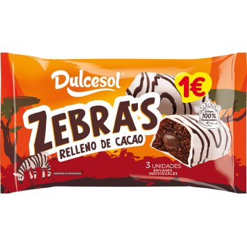 Pastelito Dulcesol Zebra Cacao 120 Gr 3 U