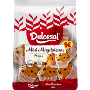 Magdalenas Dulcesol Mini Con Pepitas Chocolate 133 Gr