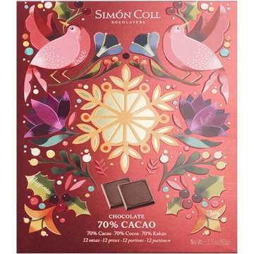 Chocolatina Simón Coll Navidad Chocolate 70% Cacao Estuche 12 U