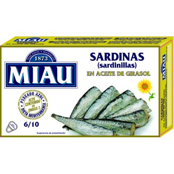 Sardines Miau En Oli De Gira-sol 6/10 Llauna Rr 90 Gr Abrefcil