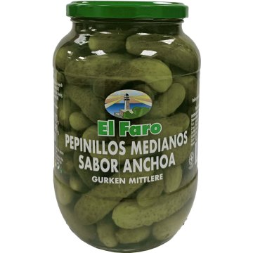 Pepinillos Faro Sabor Anchoa 80/100 Vidrio 1 Kg