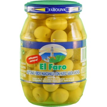 Aceitunas Faro Manzanilla Con Hueso Vidrio 370 Ml