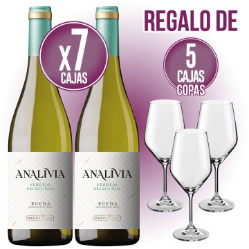 7 ANALIVIA BLANCO VERDEJO + REGALO 5 CAJAS COPAS ENOBAR